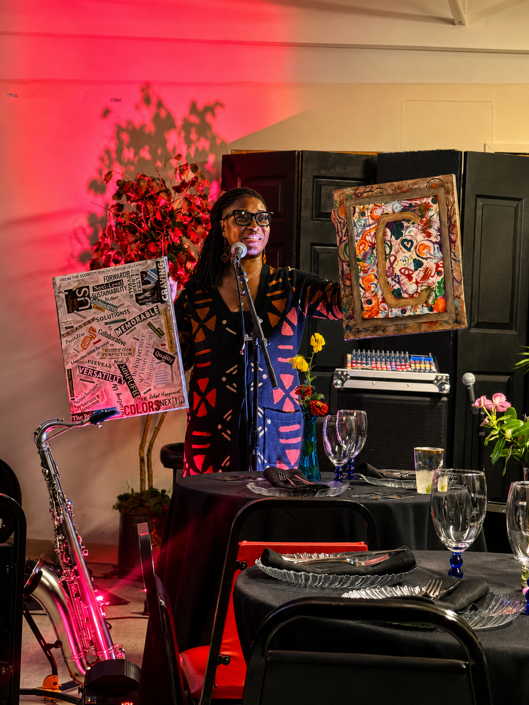 Artist Loni Harshaw presents the final collaborative artwork for auction.